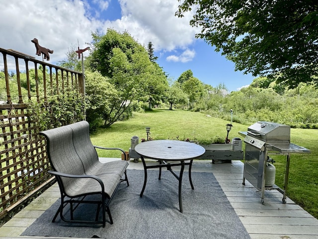 view of patio featuring a deck and area for grilling