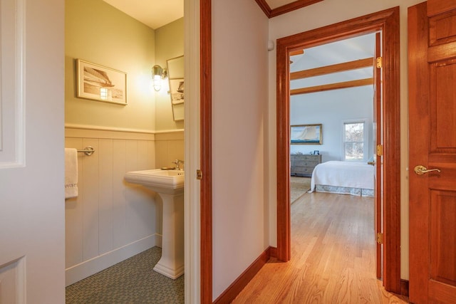 bathroom featuring wood-type flooring