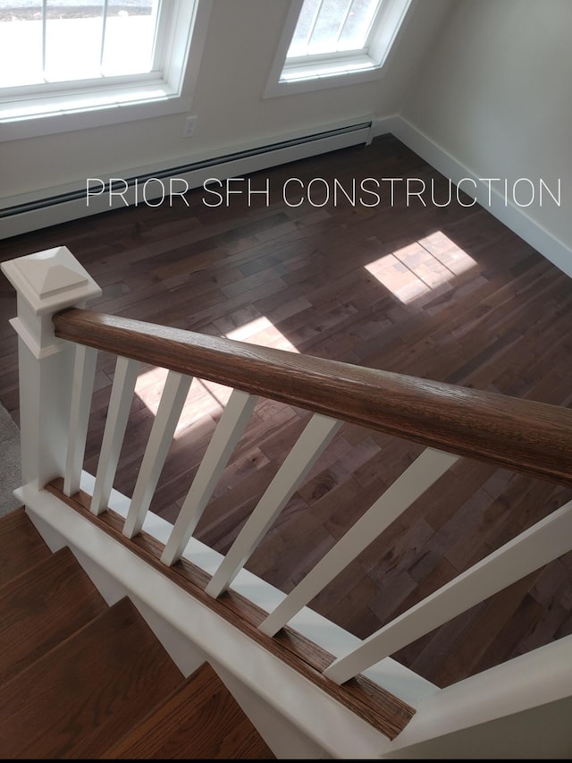 282-284 S St S, Gorham, ME 04038 - staircase featuring wood finished floors and a baseboard heating unit