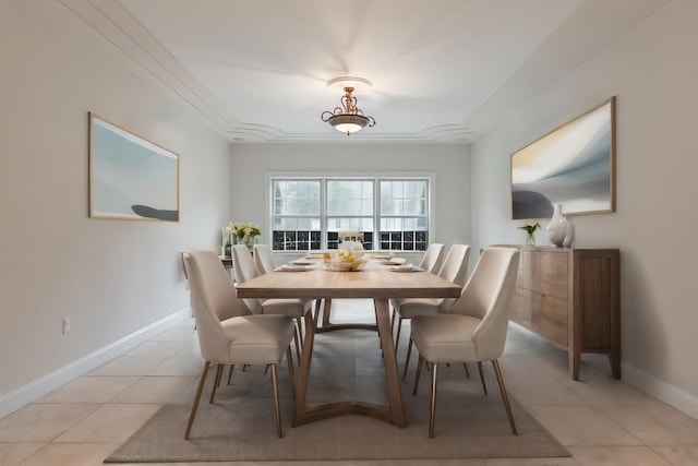 dining space featuring light tile patterned flooring