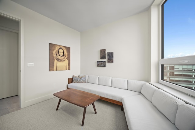 living room featuring light wood-type flooring