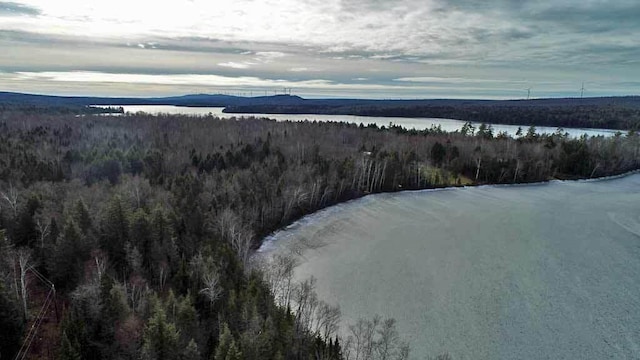 aerial view with a water and mountain view