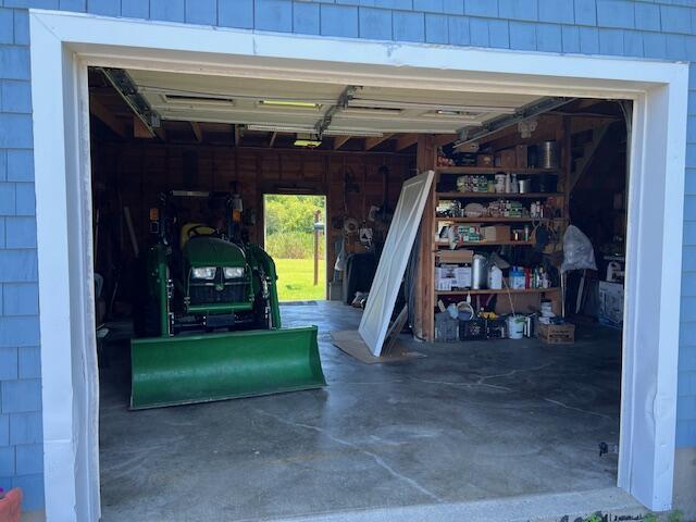 garage with a garage door opener