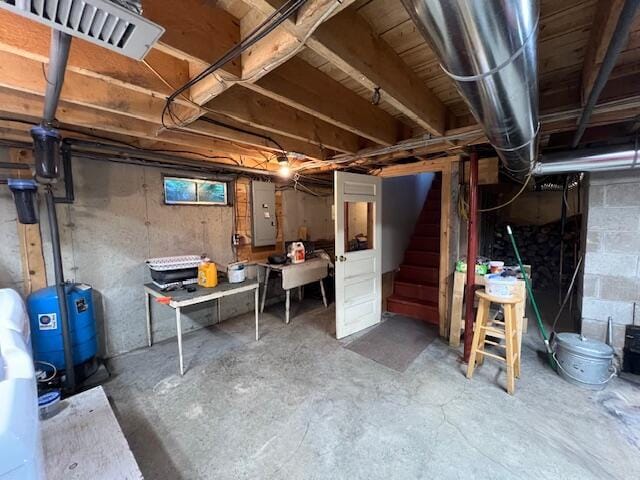 basement with electric panel