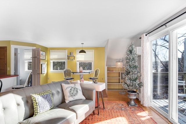 living room with hardwood / wood-style floors