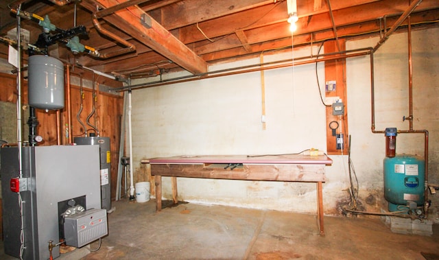 basement with electric water heater