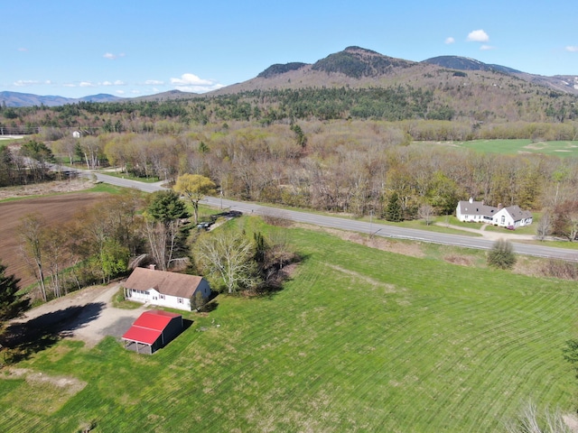 birds eye view of property with a mountain view and a rural view