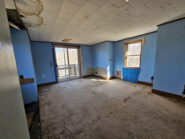 empty room featuring a healthy amount of sunlight and carpet floors