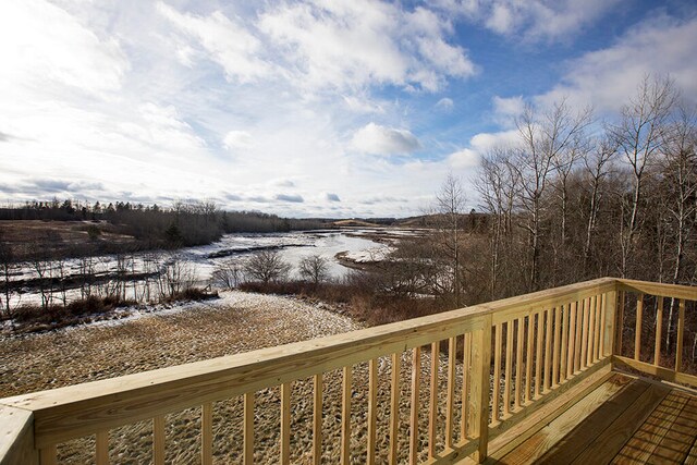 view of snow covered deck