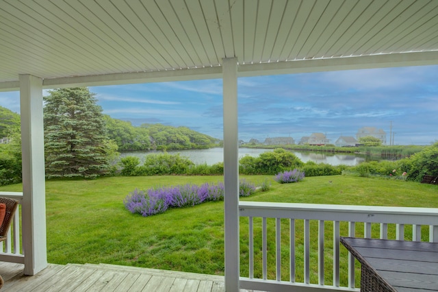 2 Maddox Pond Rd, Biddeford, ME 04005 - deck with a water view and a yard