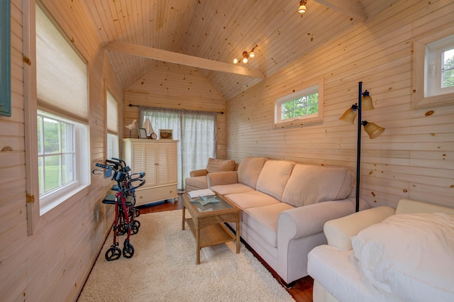 2 Maddox Pond Rd, Biddeford, ME 04005 - living area with wood walls, wood ceiling, and wood finished floors