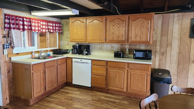 21 Greystone Ln Unit T4, Indian Purchase Twp, ME 04462 - kitchen with dishwasher, black microwave, light countertops, and light wood-style floors