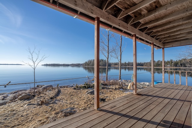 dock area featuring a water view