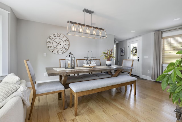 8 Hickory Ln, York, ME 03909 - dining space featuring light wood finished floors, baseboards, and recessed lighting