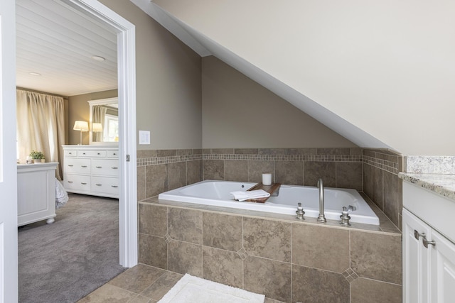 8 Hickory Ln, York, ME 03909 - bathroom with vanity, a bath, and tile patterned floors