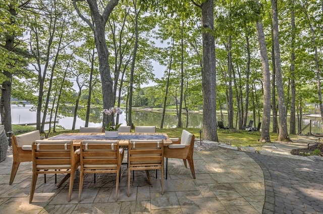8 Hickory Ln, York, ME 03909 - view of patio with outdoor dining area and a water view