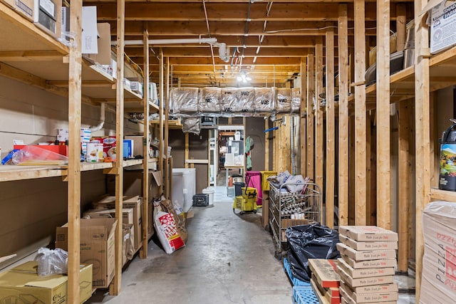 view of unfinished basement