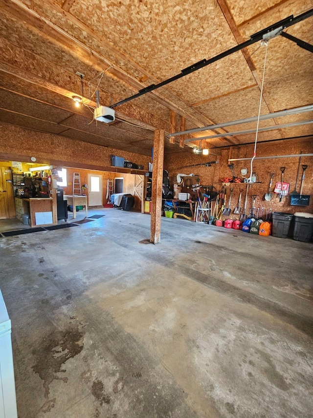 garage with a garage door opener