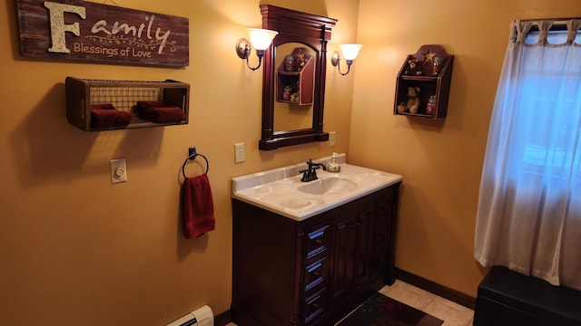 bathroom featuring vanity with extensive cabinet space and tile floors