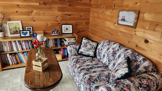 sitting room featuring carpet flooring