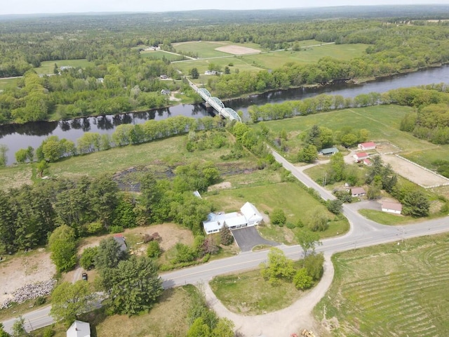 bird's eye view with a rural view and a water view