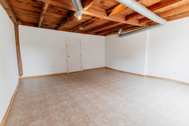 empty room featuring wood ceiling