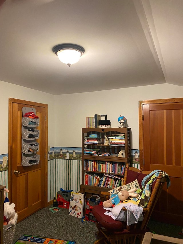 interior space featuring lofted ceiling