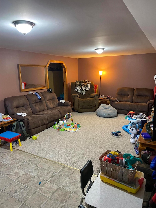 view of tiled living room