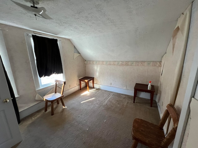 bonus room featuring a textured ceiling and vaulted ceiling