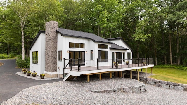 862 W Neck Rd, Nobleboro, ME 04555 - view of front of home with a deck and a chimney