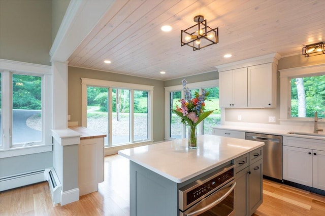 862 W Neck Rd, Nobleboro, ME 04555 - kitchen with dishwasher, plenty of natural light, light countertops, wooden ceiling, and recessed lighting