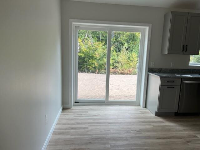 doorway to outside featuring light hardwood / wood-style flooring