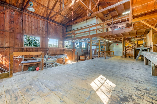 miscellaneous room with vaulted ceiling