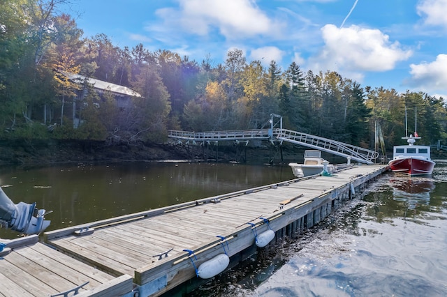 view of dock featuring a water view