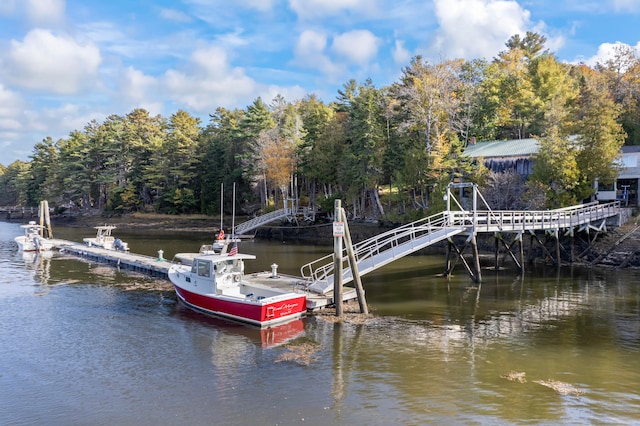 view of dock featuring a water view