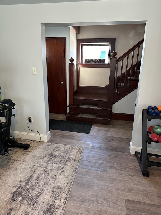 entrance foyer featuring dark hardwood / wood-style floors