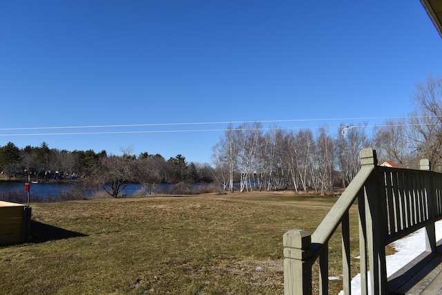 view of yard with a water view