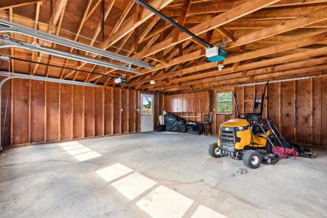 garage with a garage door opener