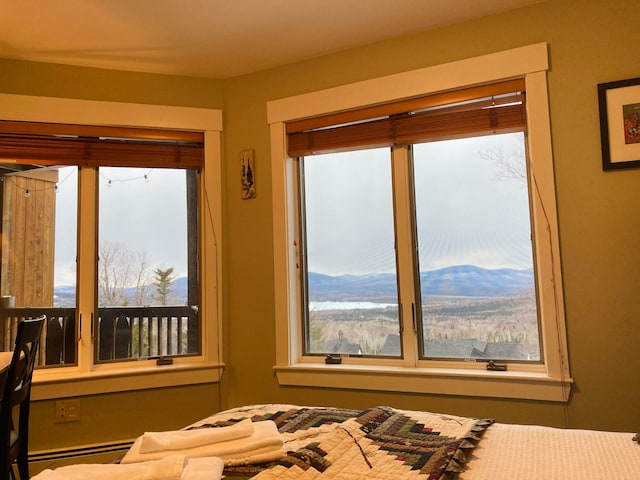 bedroom featuring a baseboard heating unit