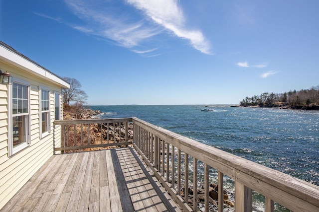 wooden terrace with a water view