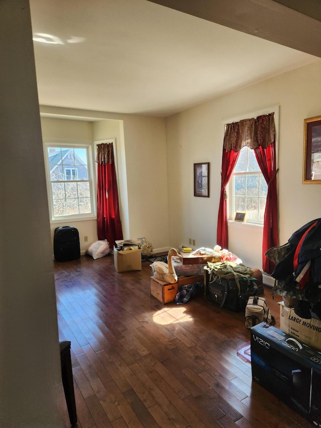 interior space with dark hardwood / wood-style flooring