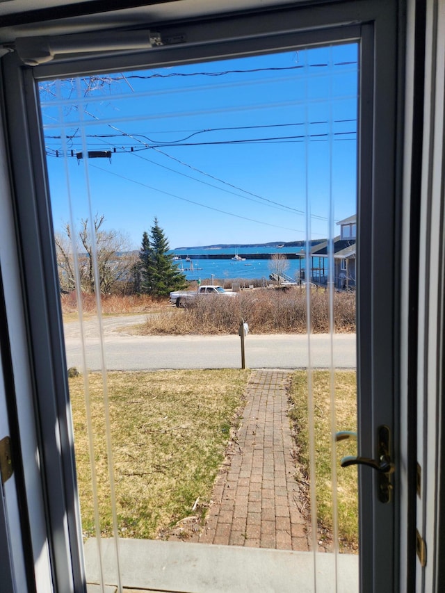 doorway with a water view