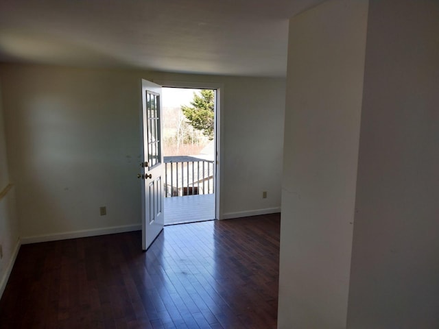 interior space with dark wood-type flooring