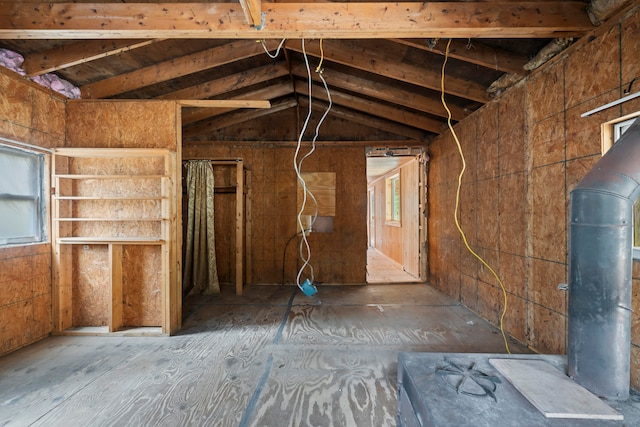 misc room featuring lofted ceiling