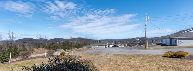 exterior space featuring a mountain view