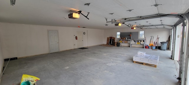 garage with a garage door opener