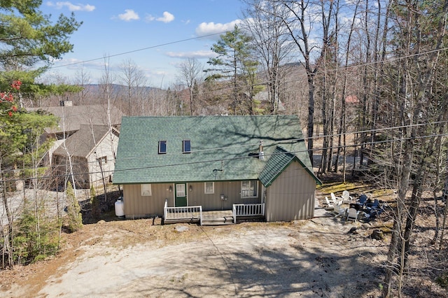 view of front of home with a deck