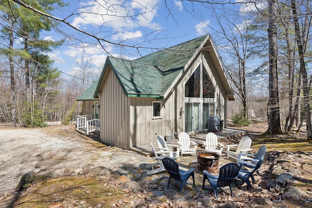 view of shed / structure with a fire pit