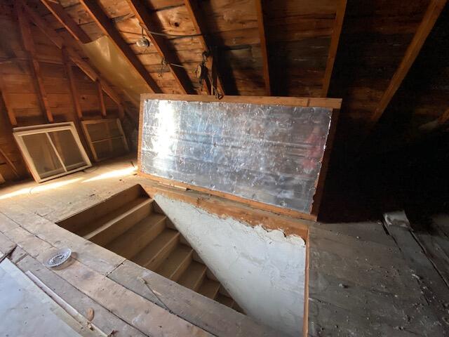 view of unfinished attic