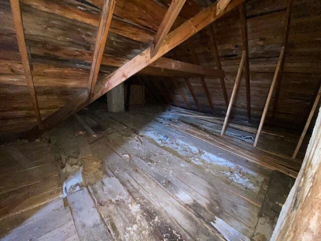 view of unfinished attic